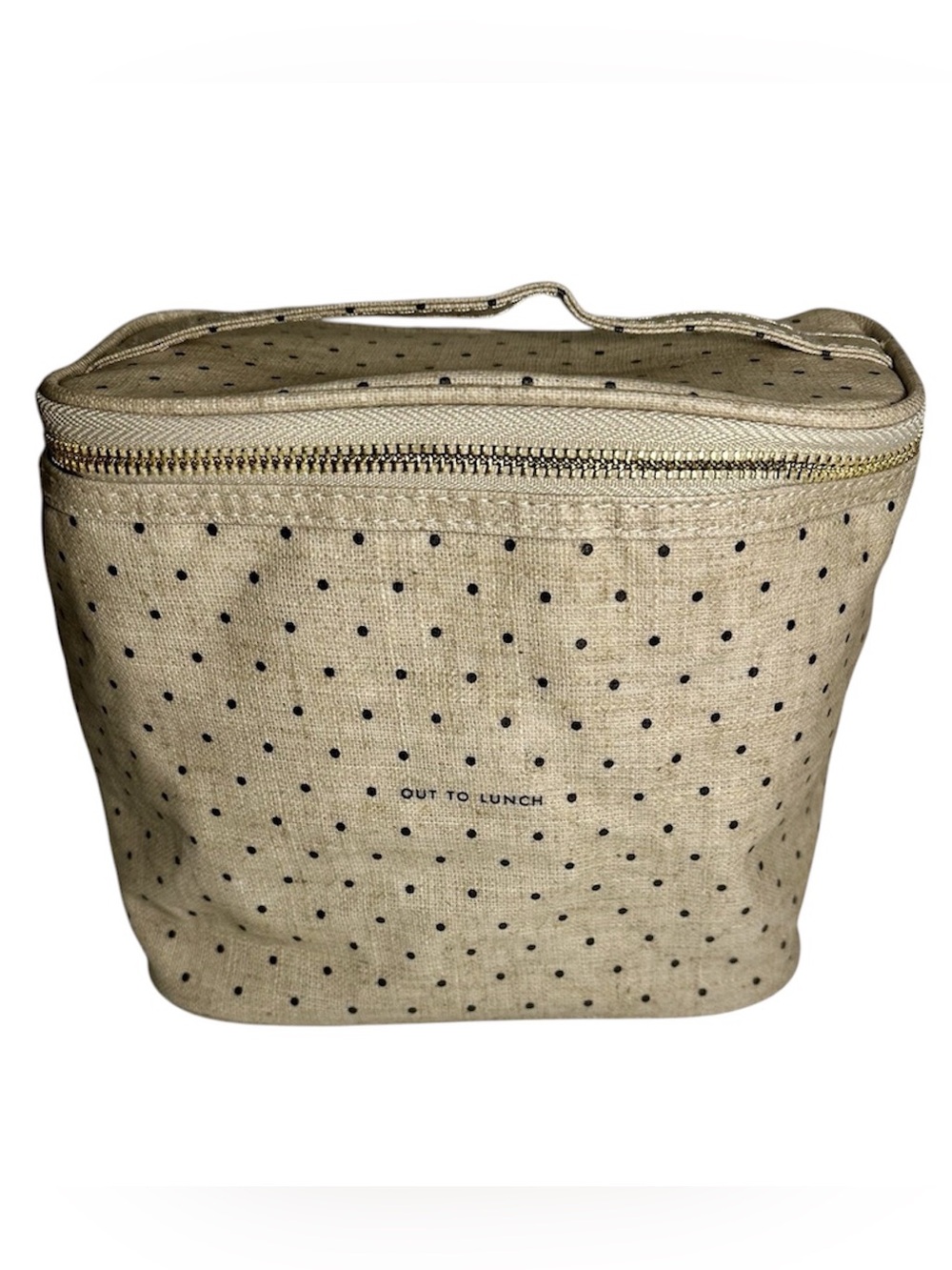 Kate Spade New York “Out to Lunch” Beige Polka Dot Insulated Lunch Tote Travel